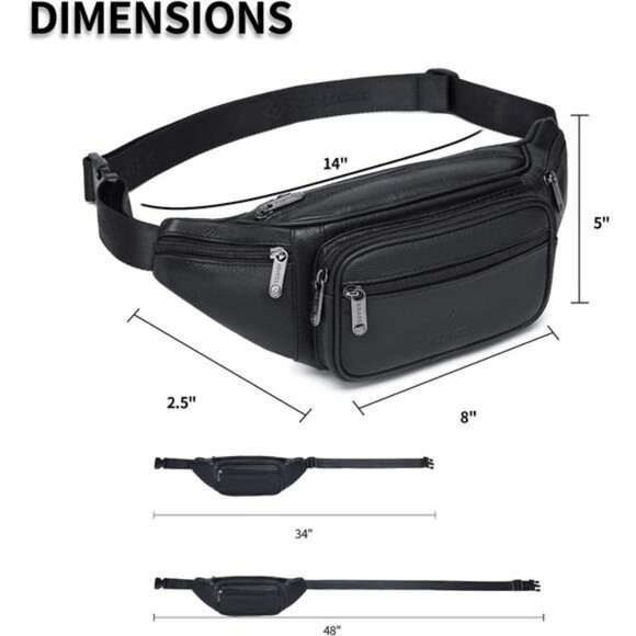 Leather Fanny Pack/Waist Bag/Organizer with Adjustable Belt - Picture 3 of 7